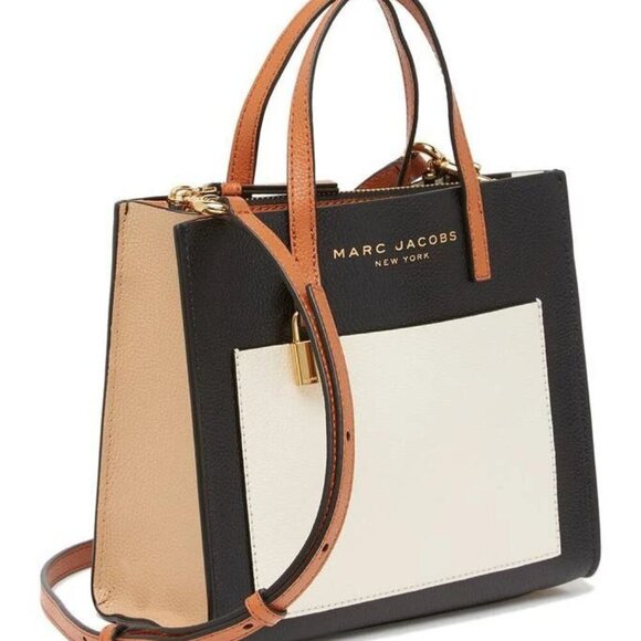 Marc Jacobs Grind Colorblock Leather Tote Black Multi Bag - Picture 2 of 4